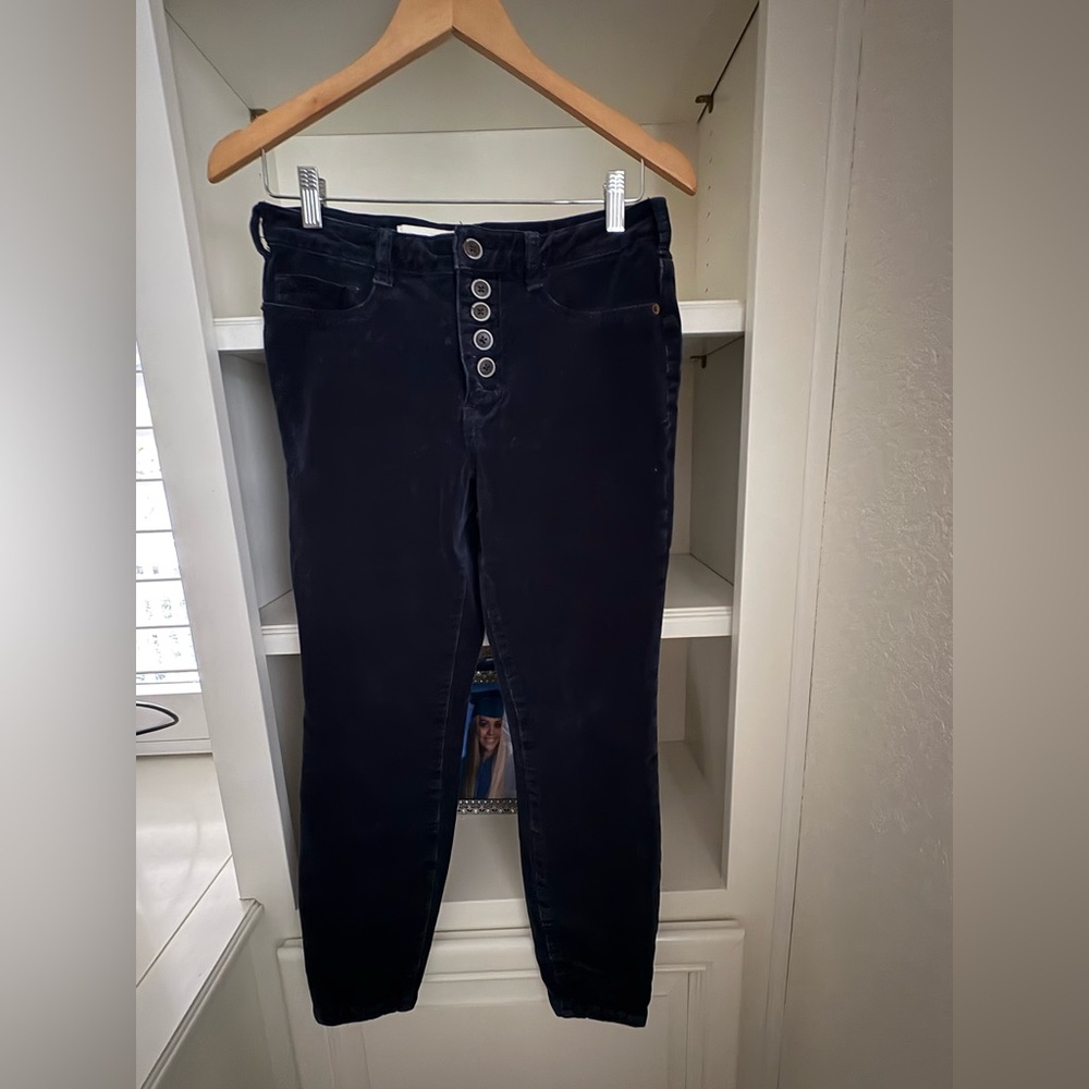 Anthropologie Pilcro Pants High Rise Skinny Navy Blue Corduroy Sz 29